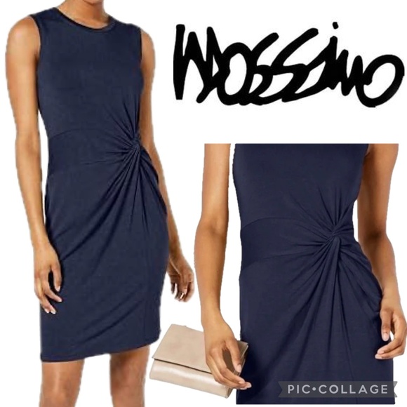 Mossimo Navy Sleeveless Side Knot Ruched Knee-Length Dress – Size M - Picture 1 of 9